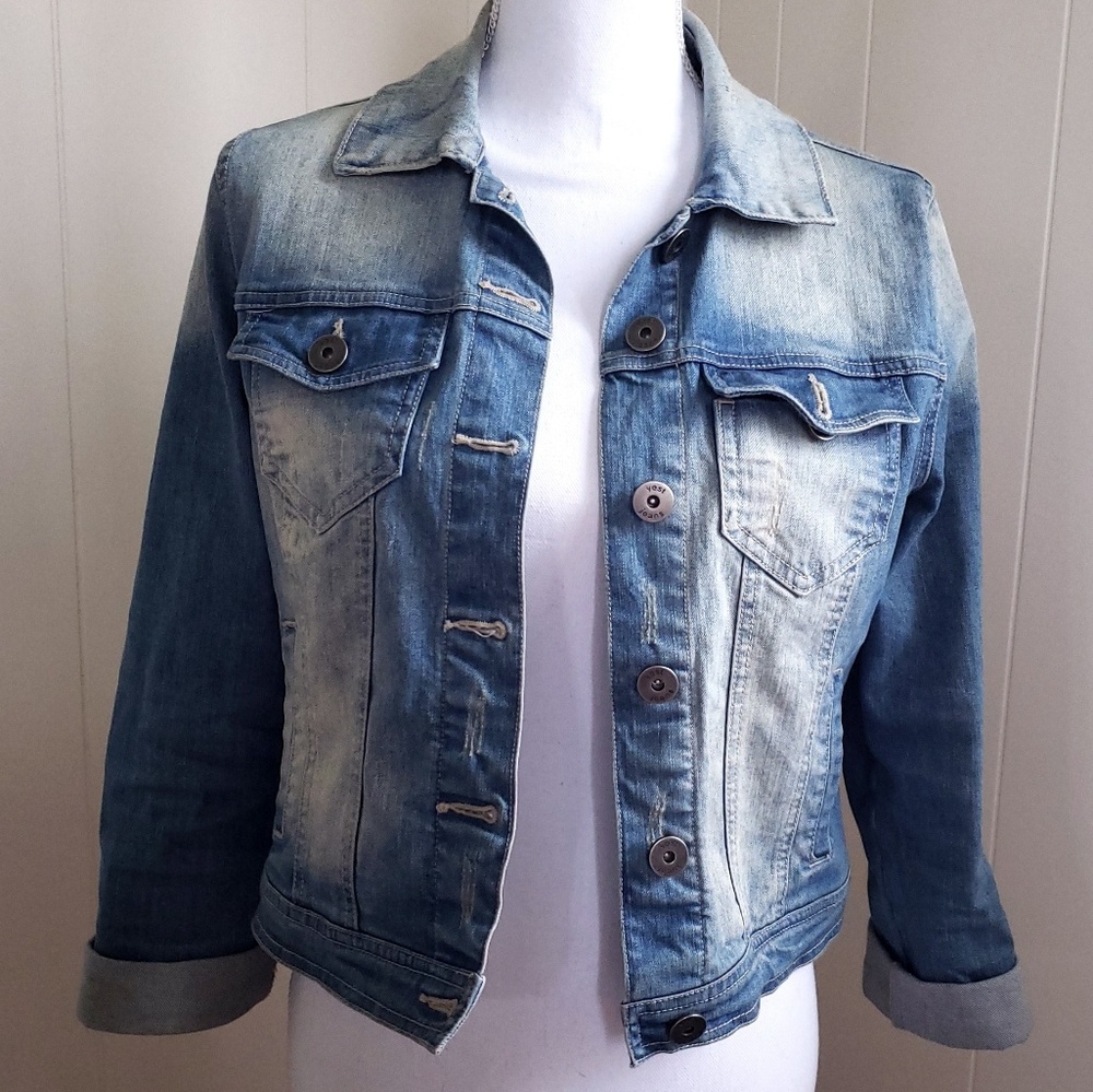 Distressed denim jacket